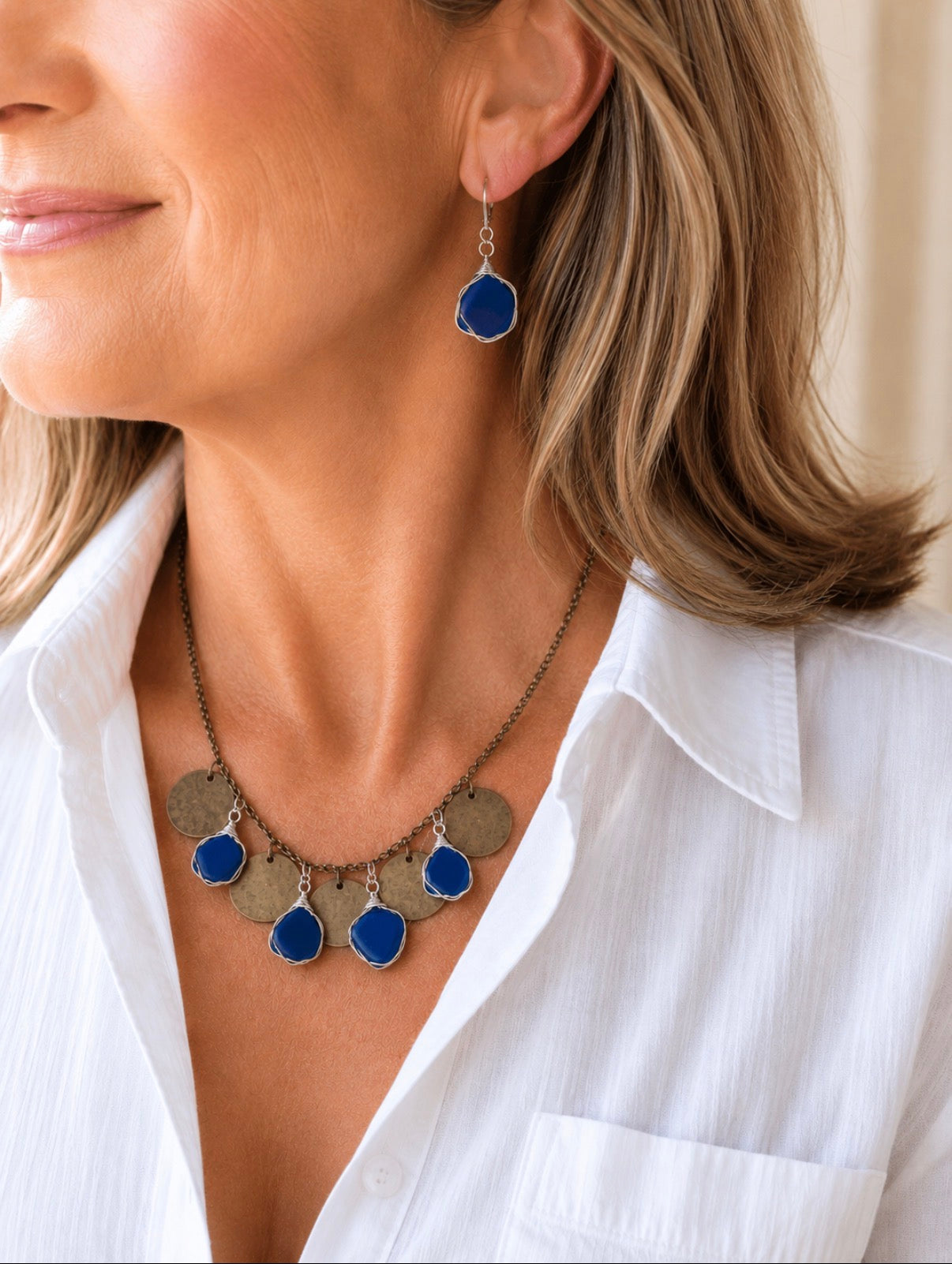 Cobalt Blue Statement Sea Glass Necklace