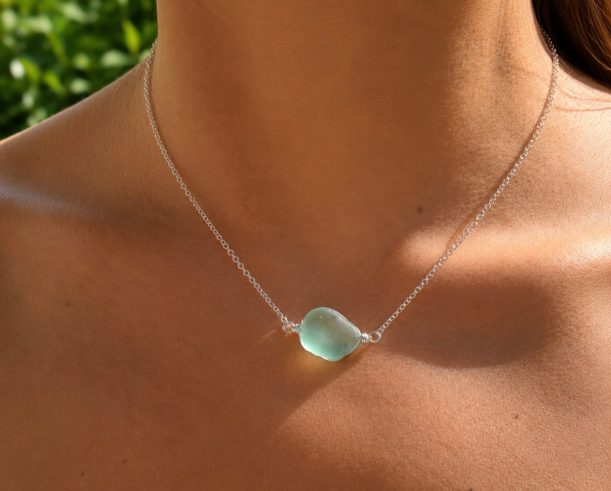 Sterling Dainty Sea Glass Necklace