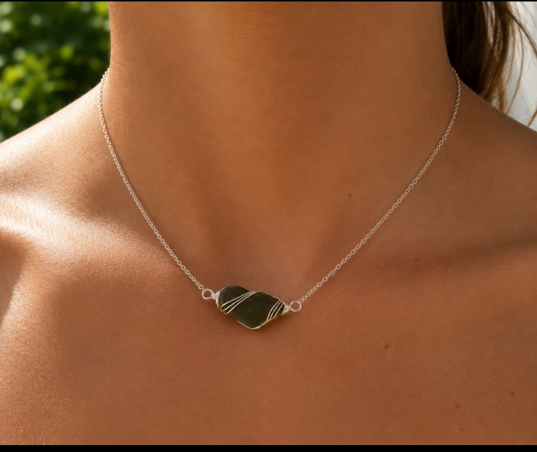 Sterling Dainty Sea Glass Necklace