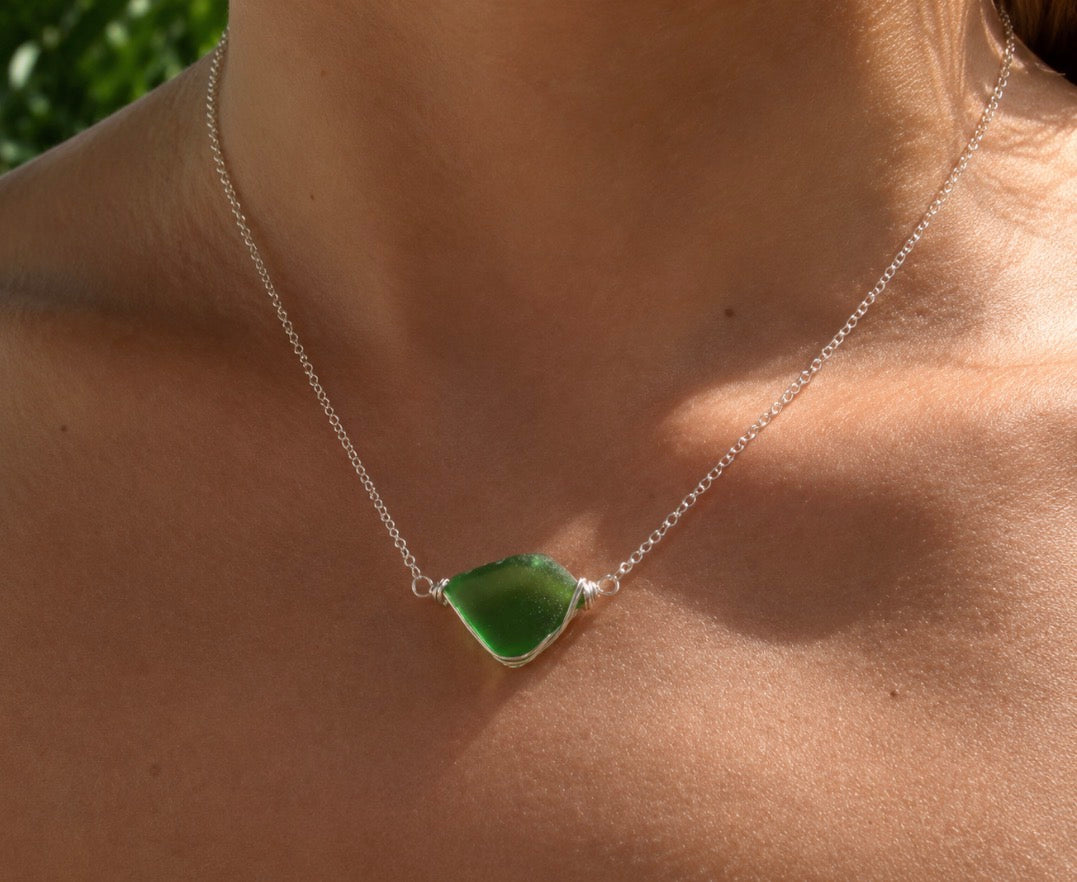 Sterling Dainty Sea Glass Necklace