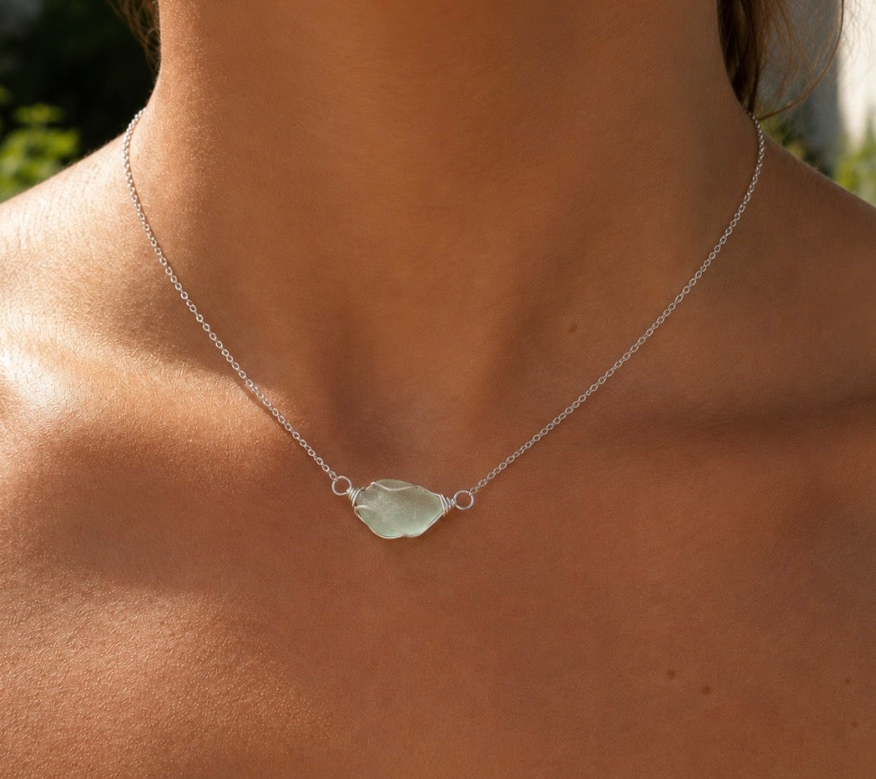 Sterling Dainty Sea Glass Necklace