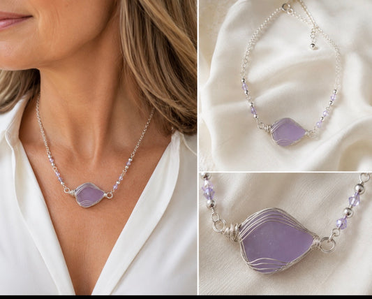 Lavender Tide Sea Glass Necklace
