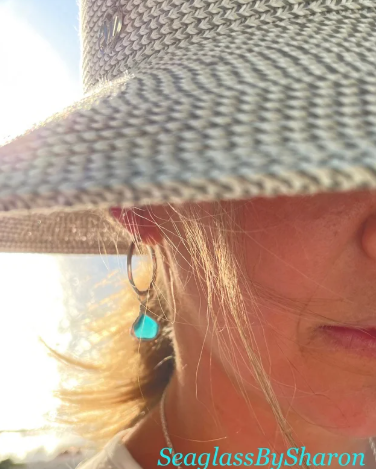 Sterling Silver Sea Glass Hoop Earrings