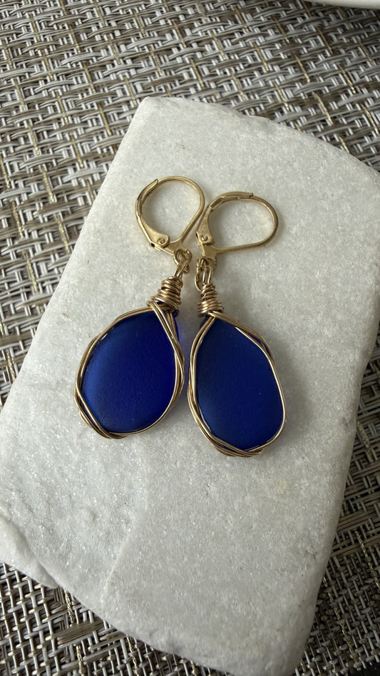 Cobalt Blue Gold Filled Earrings