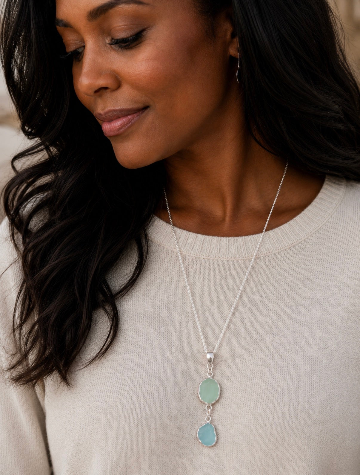 Sterling Double Drop Necklace